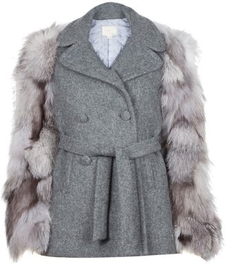Band Of Outsiders Peacoat with Fur Sleeves