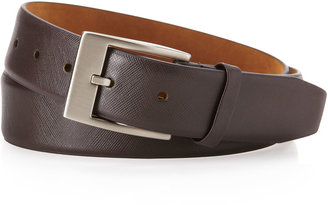 Neiman Marcus Saffiano Leather Belt, Brown