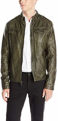 Kenneth Cole Reaction Men's Distressed Faux-Leather Moto Jacket