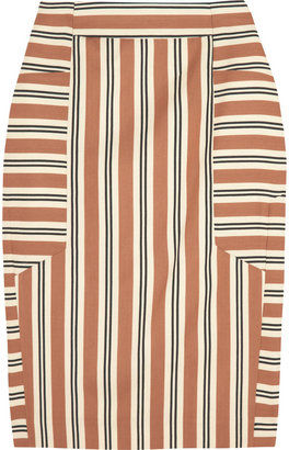 Suno Striped wool and cotton-blend pencil skirt