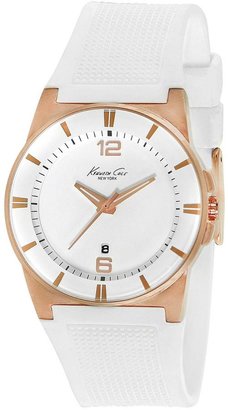 Kenneth Cole Rose Gold and White Silicone Strap Ladies Watch