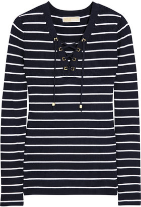 MICHAEL Michael Kors Striped ribbed-knit sweater