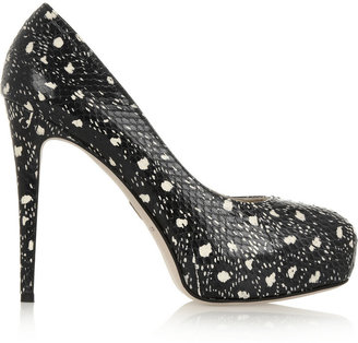 Brian Atwood Maniac snake-effect leather pumps