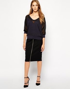 French Connection Pencil Skirt with Zip - Black