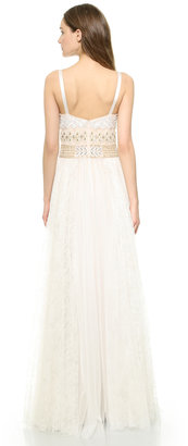 Marchesa Notte Beaded Pleat Gown