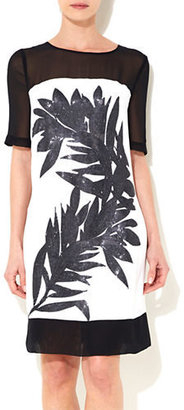 Wallis Black And White Sequin Palm Tunic Dress