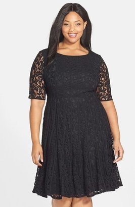 Adrianna Papell Plus Size Women's Lace Fit & Flare Dress