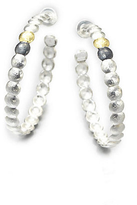 Gurhan Sterling Silver & 24K Yellow Gold Lentil Hoop Earrings/1.6"