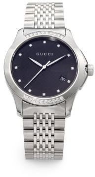 Gucci G-Timeless Diamond & Stainless Steel Watch