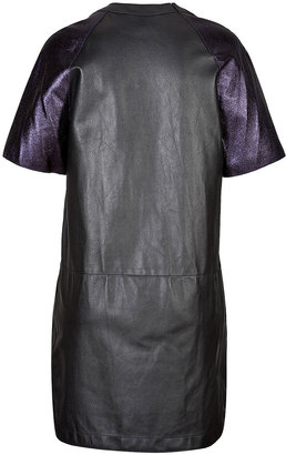 3.1 Phillip Lim Leather Baseball Dress with Contrast Sleeves