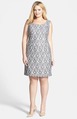 Adrianna Papell Metallic Lace Sheath Dress (Plus Size)