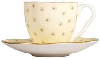 Wedgwood Yellow polka dot 'Harlequin' coffee cup and saucer