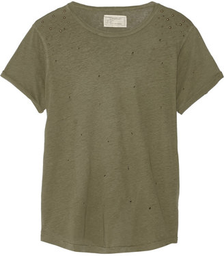 Current/Elliott The Rolled Sleeve studded linen-blend T-shirt