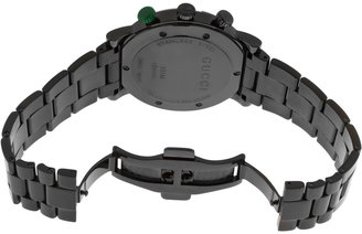 Gucci Black & Green Diamond G Watch, 44mm