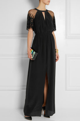 ALICE by Temperley Everette tulle-paneled silk crepe de chine maxi dress