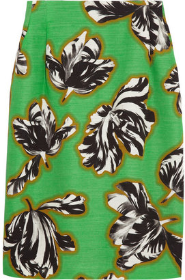 Jonathan Saunders Sylvia tulip-print slub cotton-blend skirt