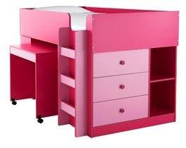 Ladybird Orlando Mid Sleeper Bed With Desk And Storage + Premium Mattress