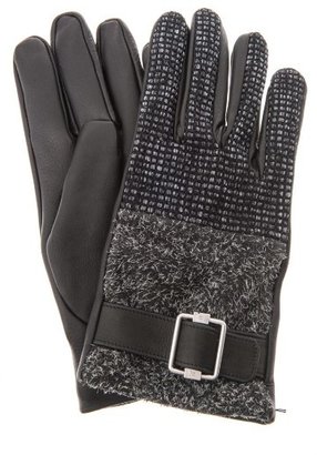 Balenciaga Tweed and leather gloves
