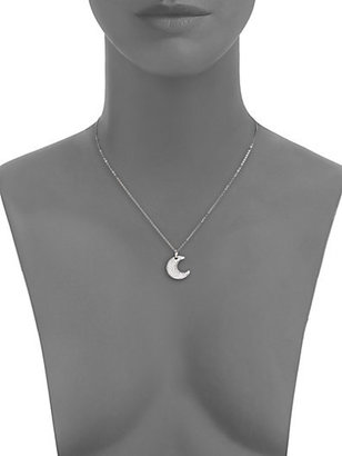 Adriana Orsini Pavé Sterling Silver Puffy Crescent Moon Pendant Necklace
