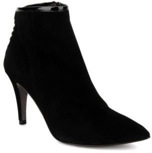 Mine de rien Women's Pointed Toe Ankle Boots In Black - Suede - Size 4