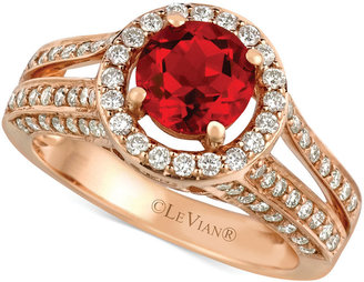 LeVian Fire Opal (3/4 ct. t.w.) and Diamond (3/4 ct. t.w.) Round Ring in 14k Rose Gold