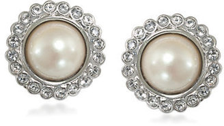 Carolee BOWquet Pearl Button Pierced Earrings