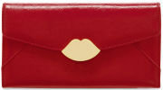 Lulu Guinness Women's Large Trifold Cross Hatched Leather Wallet - Red