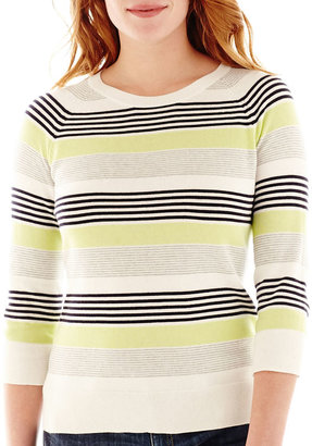 Liz Claiborne 3/4-Sleeve Striped Sweater