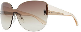 Marc by Marc Jacobs Rimless Shield Sunglasses with Transparent Arms, Beige