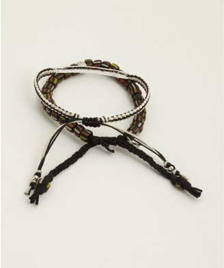 Tai Set of two - black bar and bead cinch bracelets