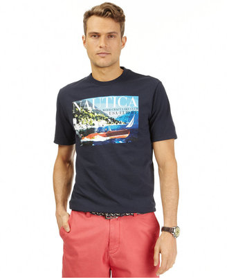 Nautica Big and Tall Short Sleeve Wood Craft Lake Graphic T-Shirt