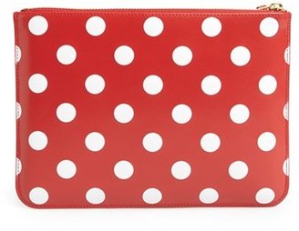 Comme des Garcons Women's 'Large Polka Dot' Leather Zip-Up Pouch - Red