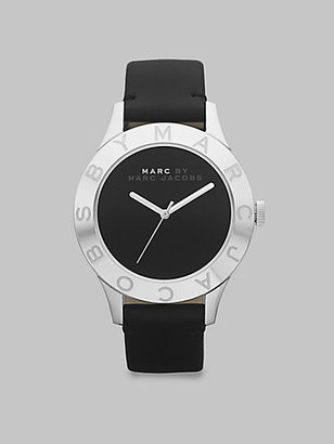 Marc by Marc Jacobs Stainless Steel Logo Matte Leather Watch/Black