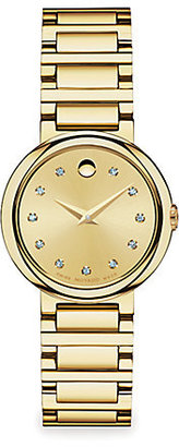 Movado Concerto Diamond & 18K Goldplated Stainless Steel Bracelet Watch