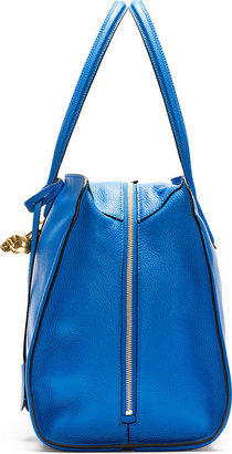 Alexander McQueen Blue Leather Zip Around Skull Padlock Bag