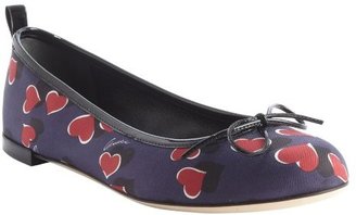 Gucci blue and red nylon heart print bow tie detail flats
