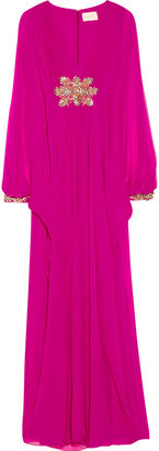 Marchesa Embellished silk-chiffon gown