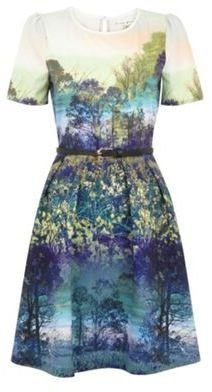 Yumi Trees and bluebell print dress