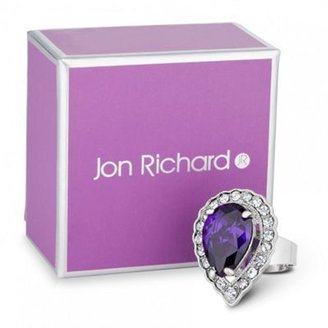 Jon Richard Purple crystal peardrop adjustable ring