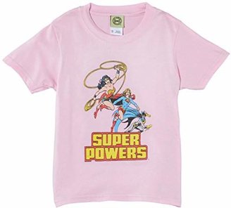 DC Comics Girls Super Powers Flying Short Sleeve T-Shirt,Size 6-8.5 Years (Manufacturer Size:7/8 Years (30 Inches))