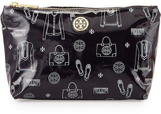 Tory Burch Slouchy Print Coated Cosmetic Case, Tory Navy