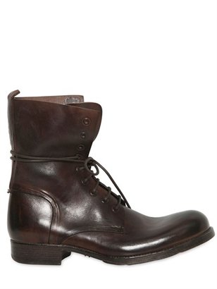 Officine Creative Brushed Vintage Leather Lace-Up Boots