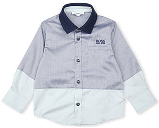 HUGO BOSS Two-tone cotton shirt 6 months-3 years Licht blue dark blue