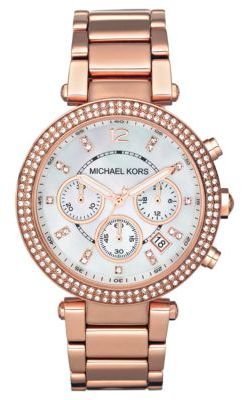 Michael Kors Ladies' Rose Gold Crystal Chronograph Watch
