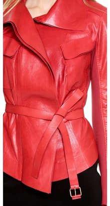 Donna Karan Self Belted Leather Jacket