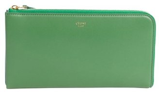 Celine green leather half zip continental wallet