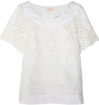 Collette Dinnigan Rococo Daisies embroidered cotton and silk-blend top Collette