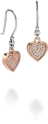 Fiorelli Silver Silver and rose gold heart earrings with pave cz