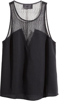 H&M Woven Camisole Top - Black - Ladies