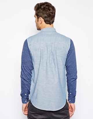 Izzue Chambray Shirt With Jersey Sleeves